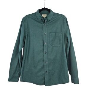 LLBean Men's Slightly Fitted Long Sleeve Button Shirt Green Houndstooth Small